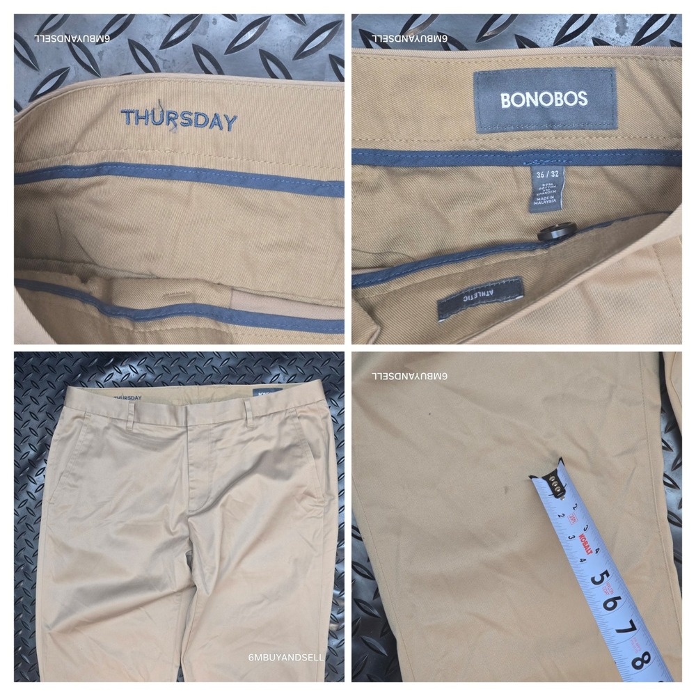 Bonobos Weekday Warrior Athletic Fit Chinos Tan Khaki Pants Mens 36x32 Thursday - Picture 6 of 16